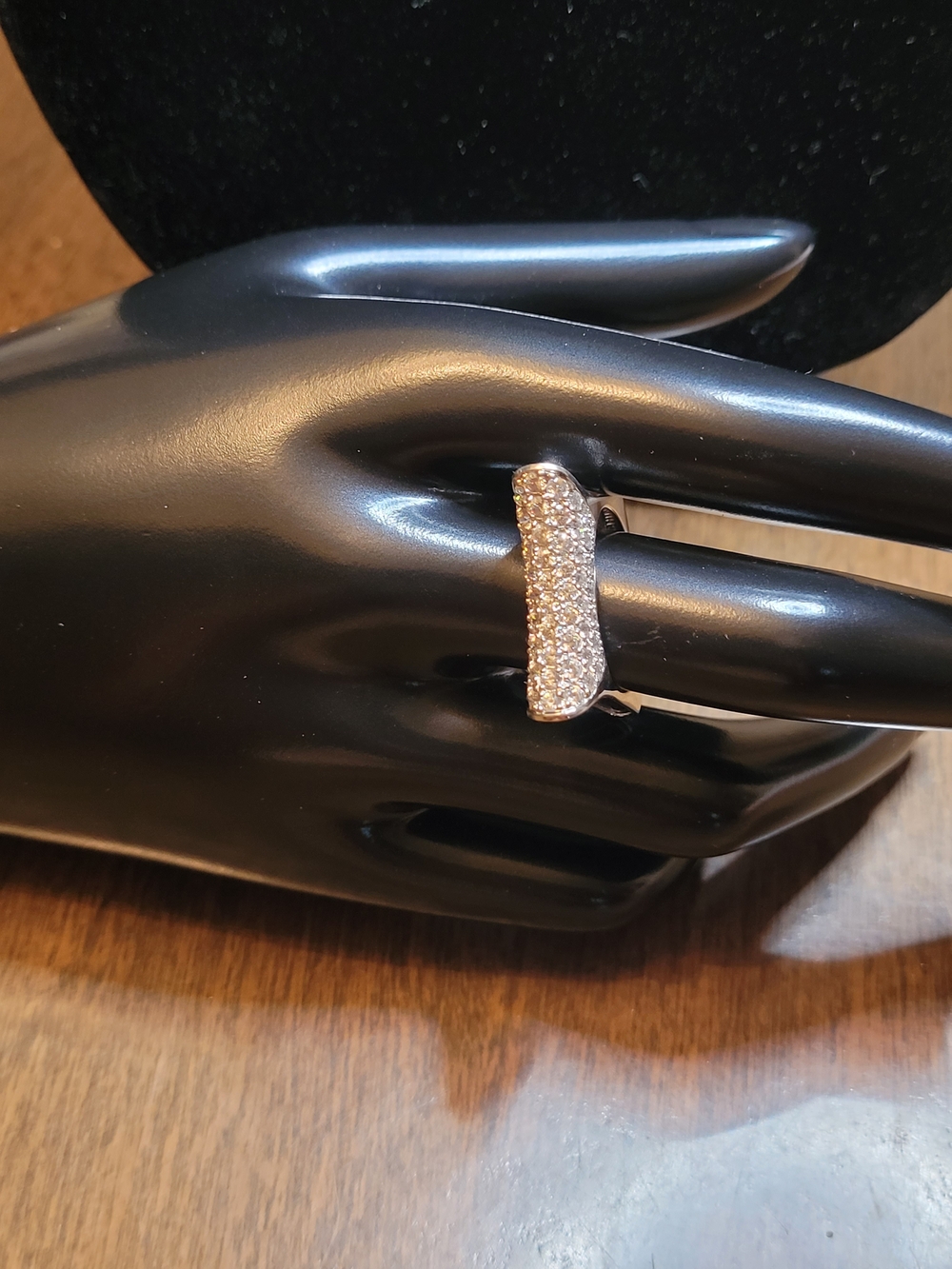 Sterling Silver 925 Pave Cubic Zirconia Wide Statement Ring Size 9